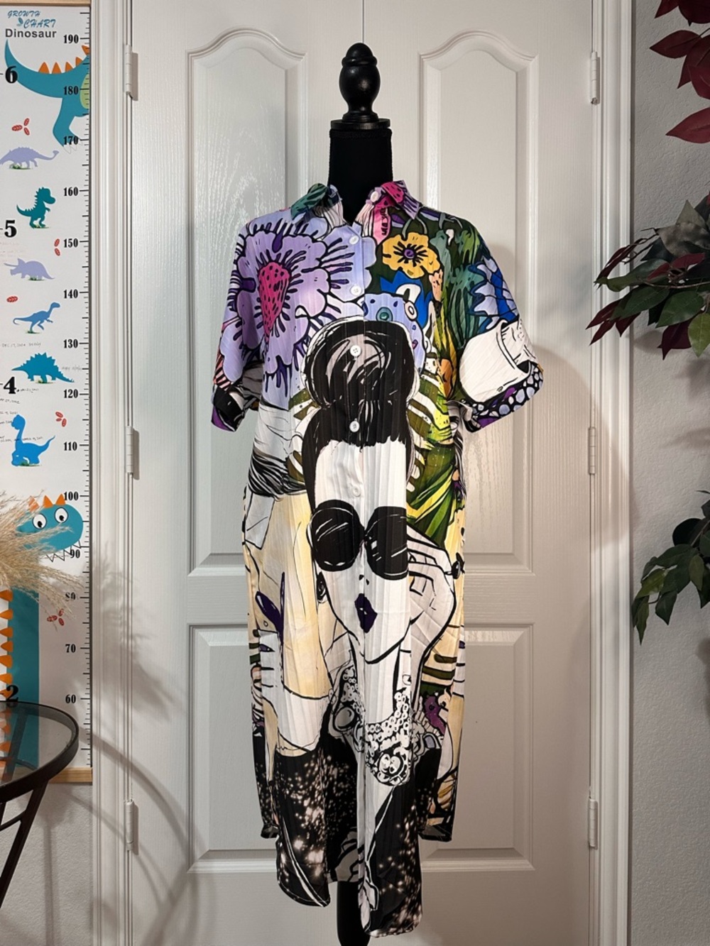 Bold Pop-Art Graphic Shirt Dress in Multi Colors